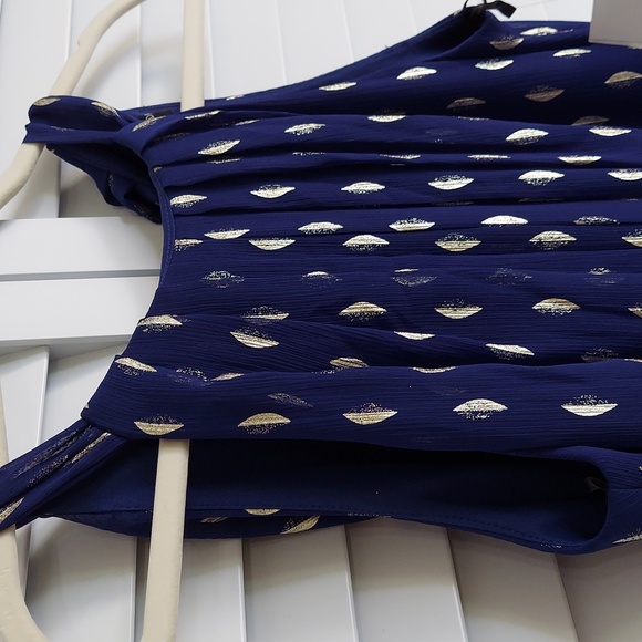 Betsy & Adam Gown, Sz 8, Halter, Royal Blue Geometric Print, Ruffle Accent, NEW! - Picture 9 of 17